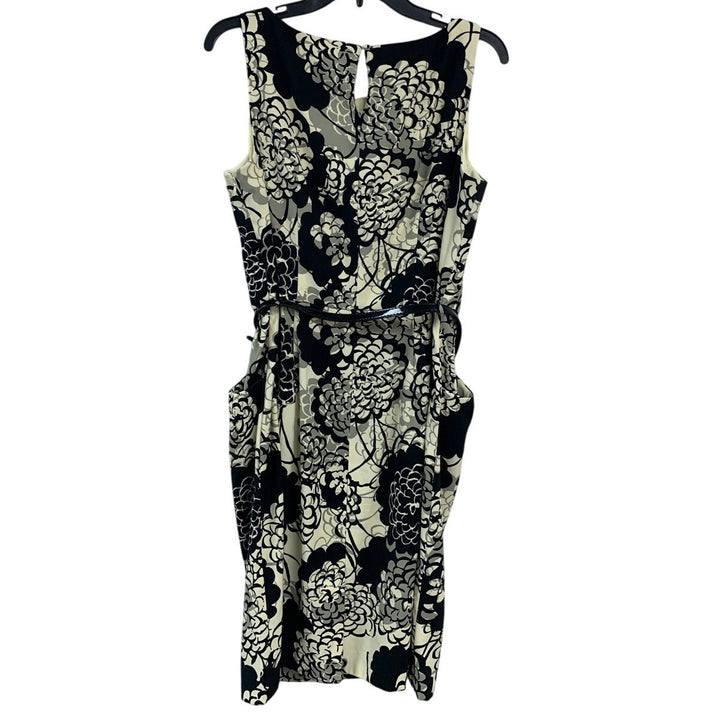 Jones Studio Womens Size 14 Sleeveless Floral Size Zip Sheath Dress w Belt