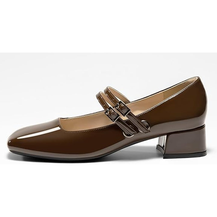 New GotSoft Womens Size 9 Brown Faux Leather Mary Jane Low Heel Closed Toe Shoes