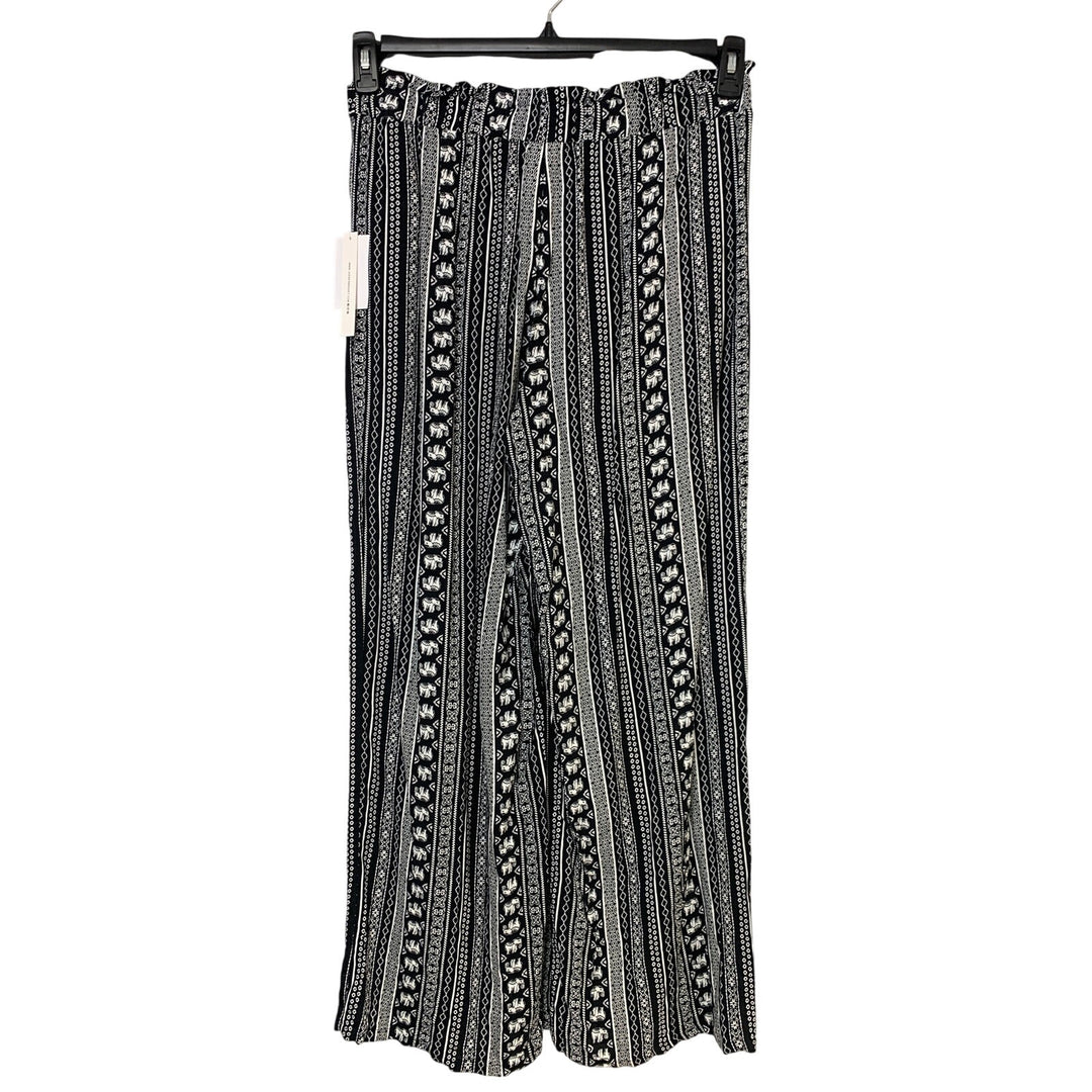 NWT New Joey B Womens XL Black White 100% Rayon Boho Elephant Fabric Belt Pants
