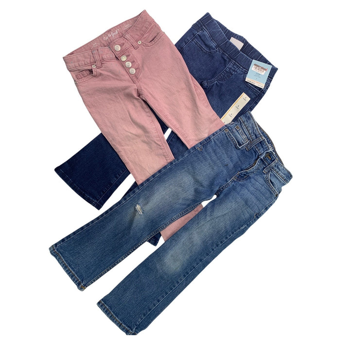 3 New Cat &amp; Jack Girls Size 5 Cotton Blend Flare Boot Cut Distressed Denim Jeans