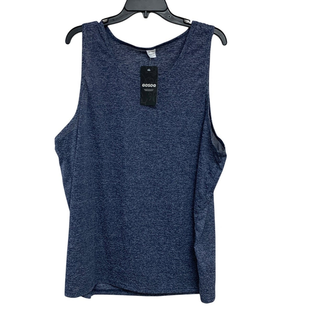 NWT New QOSOQ Mens XXXL Heathered Blue Sheer Sleeveless Workout Tank Top
