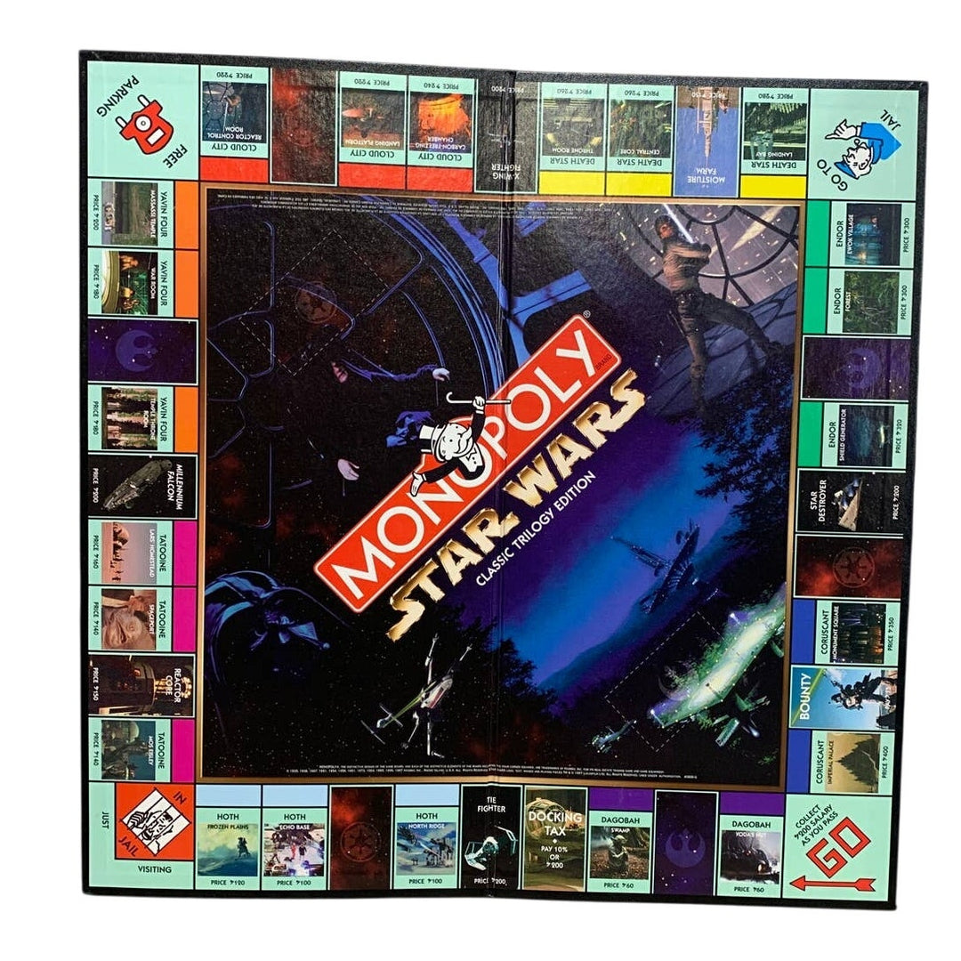 Vintage 1997 Parker Bros Star Wars Classic Trilogy Edition Monopoly Game Board