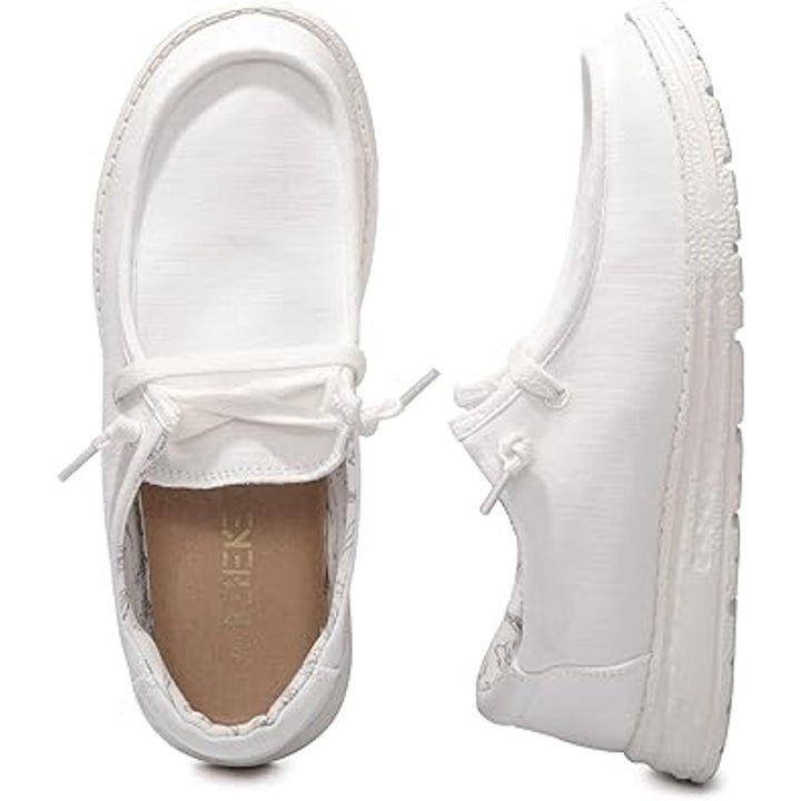 New Beneker Womens 10 White Slip On Low Top Sneakers Casual Canvas Boat Shoes