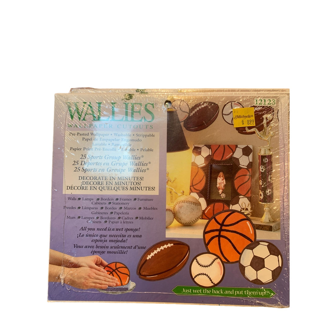 New Wallies Sport Themed Basketball Soccer Football Baseball Prepasted Wallpaper