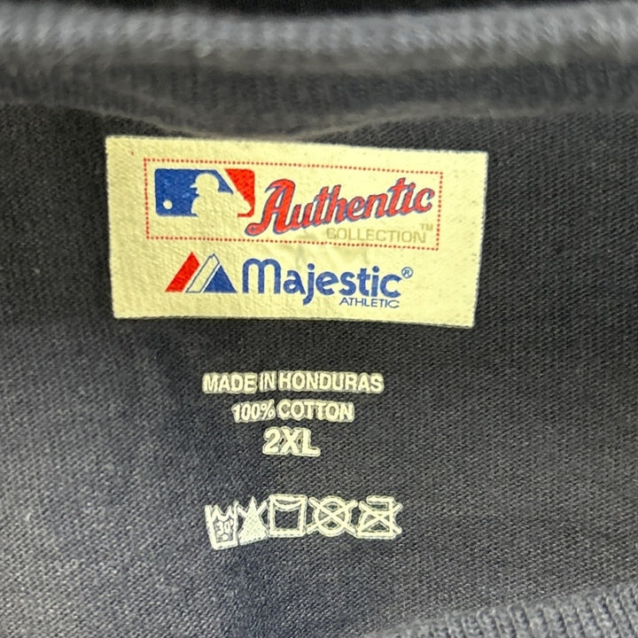 Majestic MLB Mens 2XL Chicago Baseball 100% Cotton Navy Short Sleeve Tee Shirt