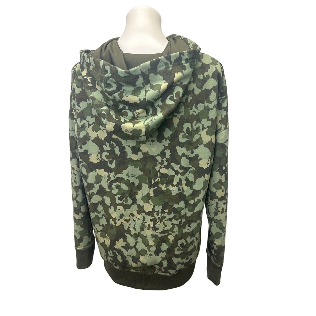 Upcycled Hand Printed Mens Medium Dragonfly Camo Camouflage Sweatshirt Hoodie