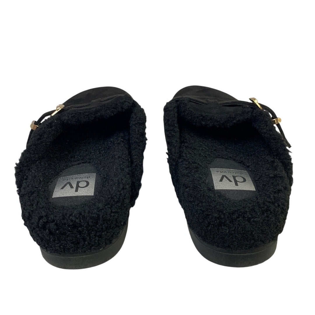 Dolce Vita Womens Size 9 Black Faux Suede Clog Fur Lined Round Toe Slip On Shoes