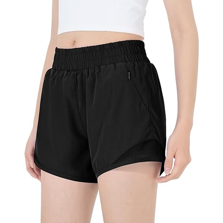 Hasmes Girls Large (12Y) Black Drawstring Waist Zipper Pocket Athletic Shorts