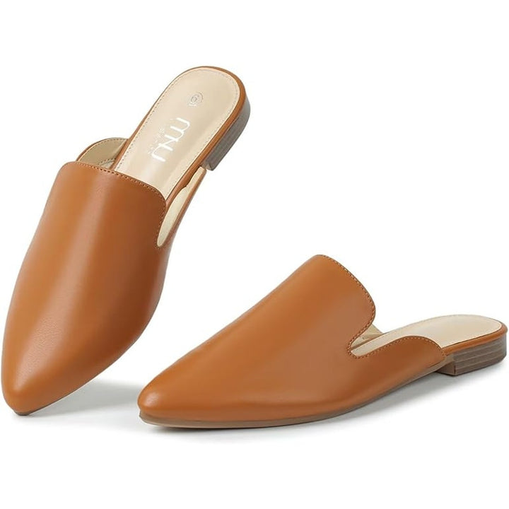 New Musshoe Womens Size 8.5 Chestnut Brown Faux Leather Flat Mule Loafer Shoes