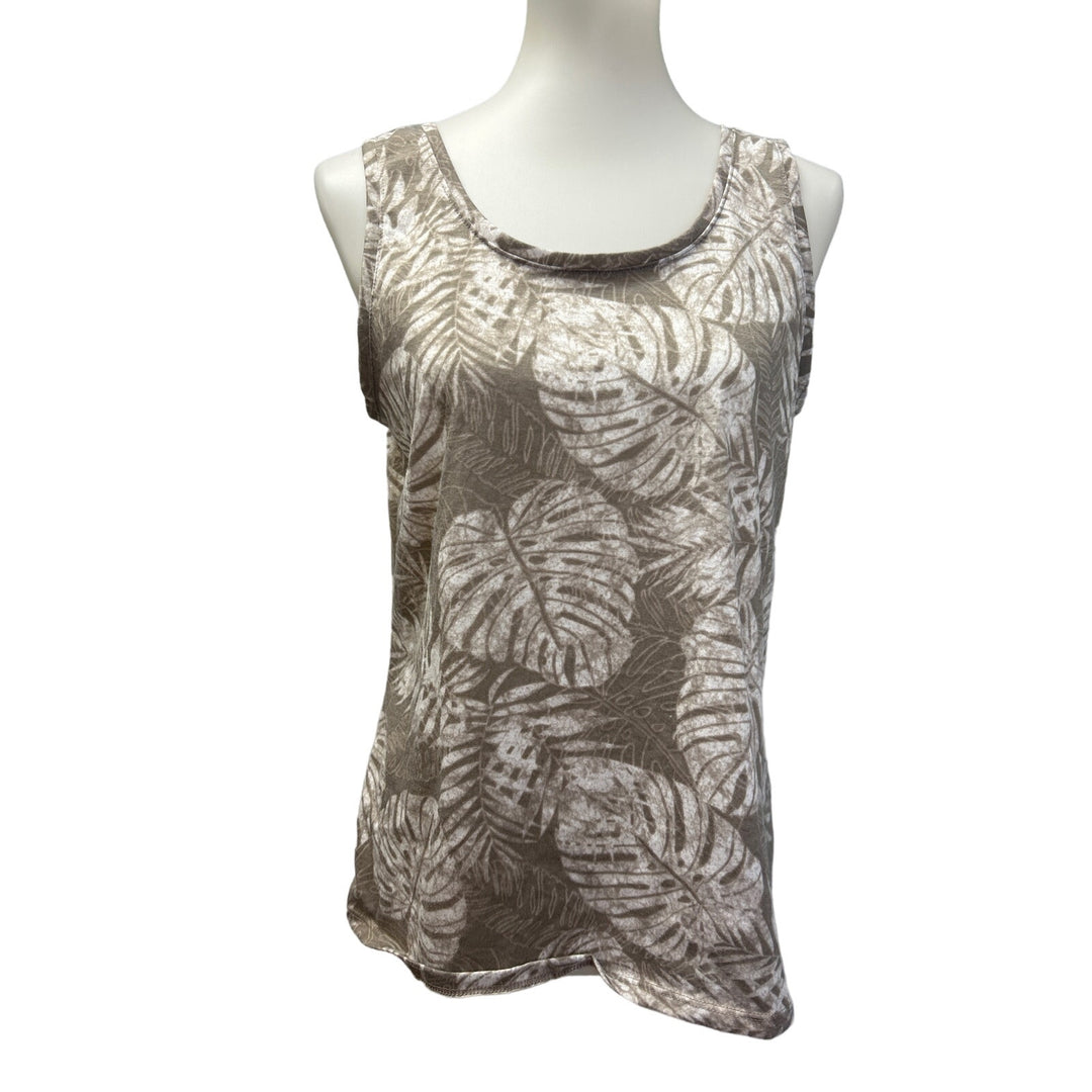 Attention Time &amp; Tru Womens Medium Large Sleeveless Brown Floral Tank Tops