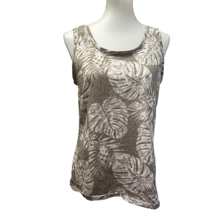 Attention Time &amp; Tru Womens Medium Large Sleeveless Brown Floral Tank Tops