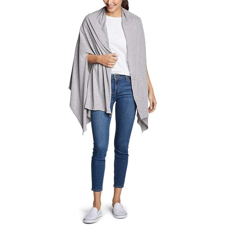 New Eddie Bauer Womens One Size Heathered Gray PolyCotton Daisy Travel Wrap