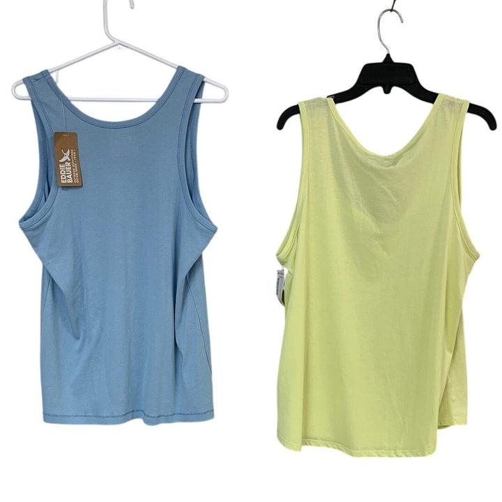 2 New Eddie Bauer Womens XL Blue Yellow Fav Scoop Coast Cimb Ladder Tank Tops