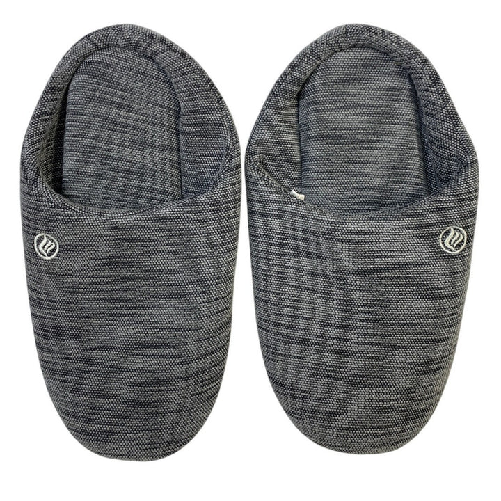 Mens Size 9-10 Gray Heathered Slippers Round Toe Slip On House Shoes