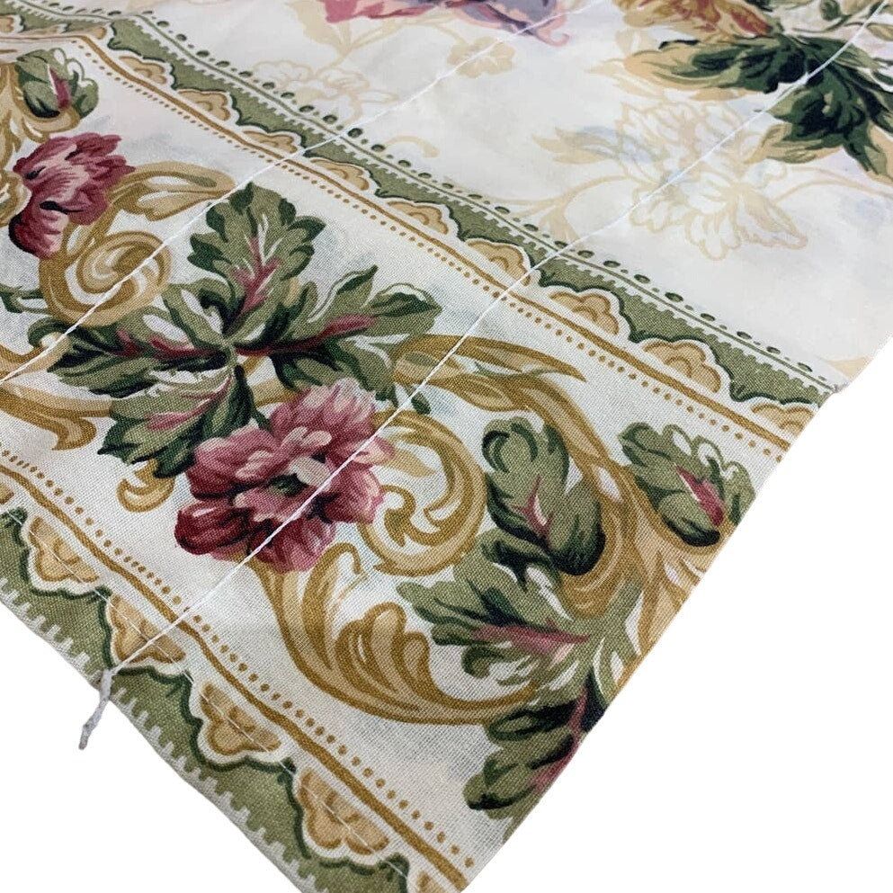 Cottage Floral Stripe Fabric Remnant Window Valance Cotton Craft Sewing Supply