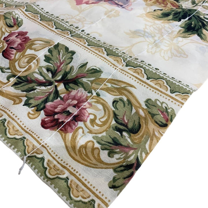Cottage Floral Stripe Fabric Remnant Window Valance Cotton Craft Sewing Supply
