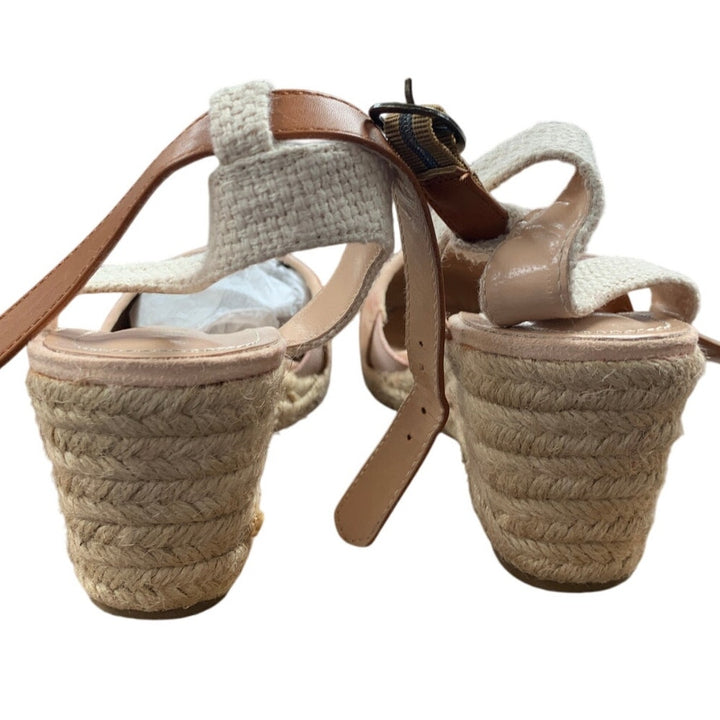 Dream Pairs Women Size 9.5 Pink Tan Espadrille 2.5" Wedge Heel Ankle Strap Shoes