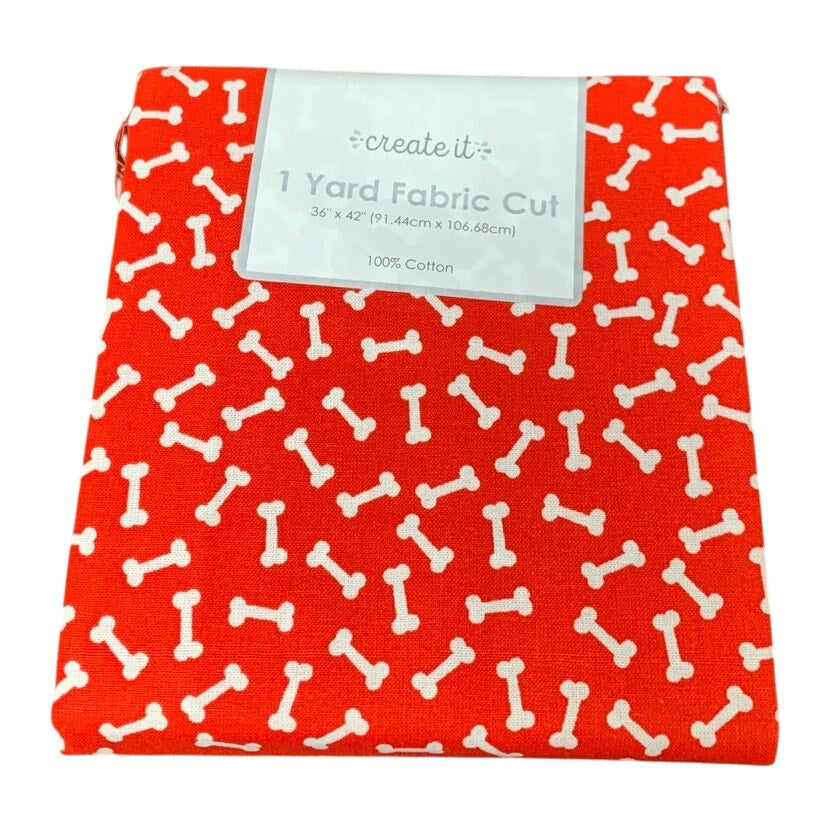 1 YD New Create It 36" X 42" Valentine Puppy Dog Bones Quilting Cotton Fabric