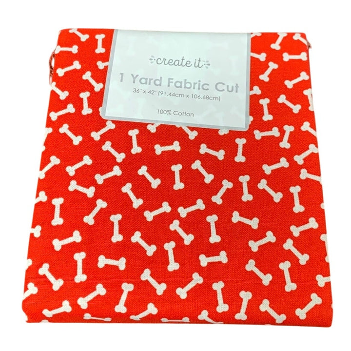1 YD New Create It 36" X 42" Valentine Puppy Dog Bones Quilting Cotton Fabric