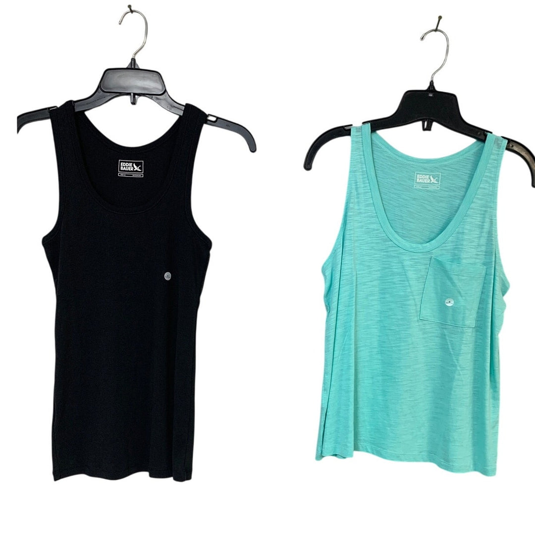 2 New Eddie Bauer Womens Small Gatecheck Pocket Favorite Scoop Neck Tank Tops