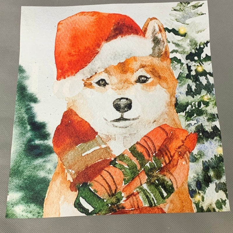 Upcycled Christmas Santa Dog Tote Bag, Hello Beautiful Shopper Bag