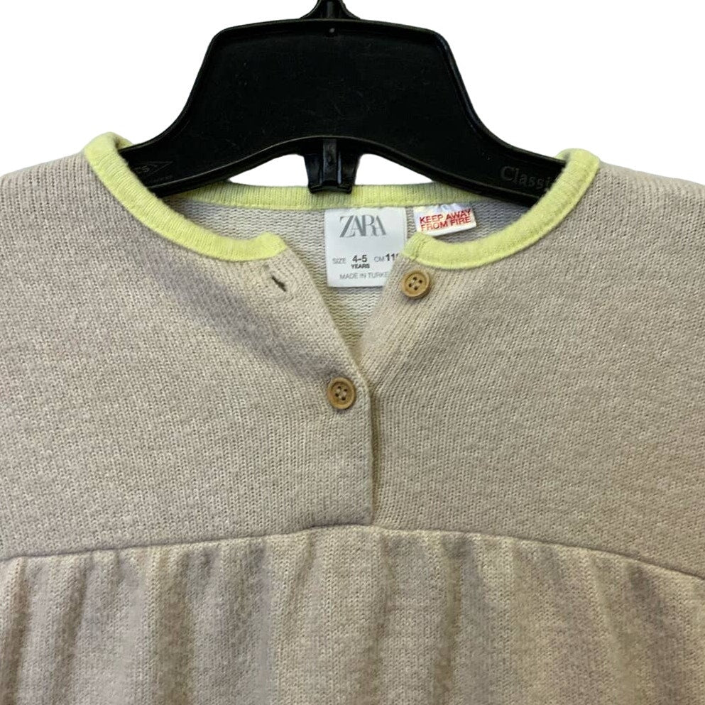 Zara Girls Size 4-5 Years 100 cm Knit Polyester Blend Sweater Dress w Pockets
