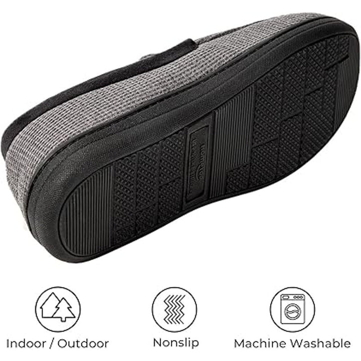 New HomeTop Mens Size 11 Gray Soft Slide On Memory Foam Moccasin Slipper Shoes
