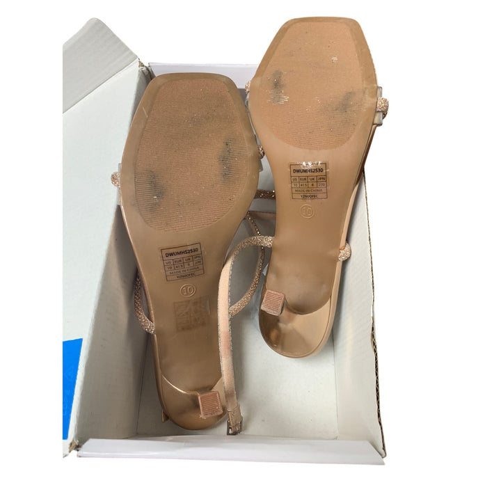 Dream Pairs Womens Size 10 Champagne Shiny Bow Open Toe Clear Strap 3.5" Heels