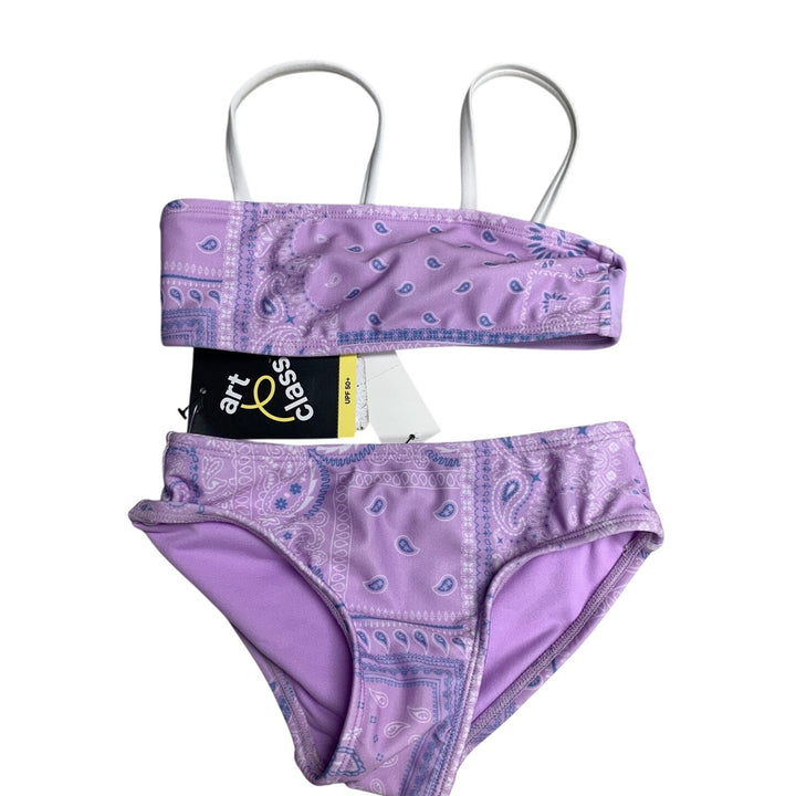New Art Class Girls Medium (8) UPF 50+ 2PC Bandana Purple Bikini Swimsuit