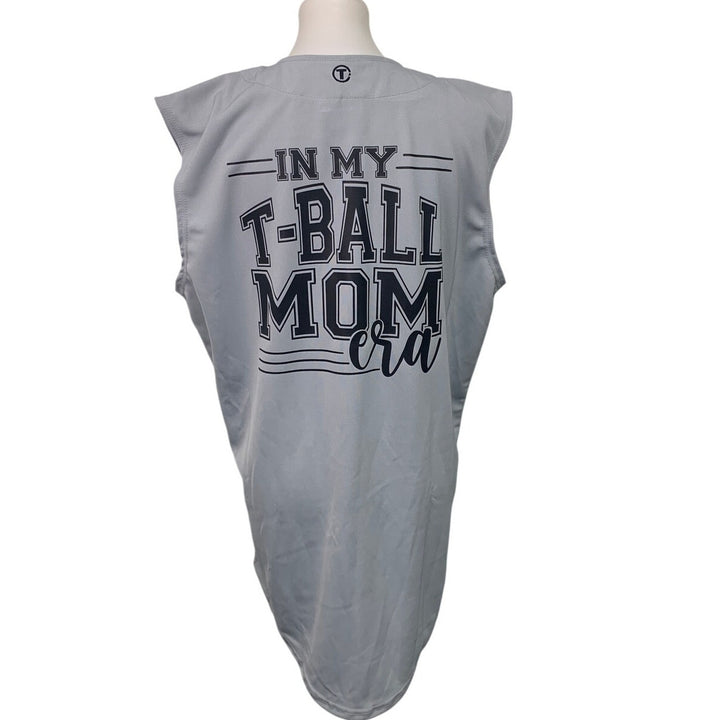 New Hand Printed Unisex Medium Gray T-Ball Mom Era Sleeveless Baseball Shirt