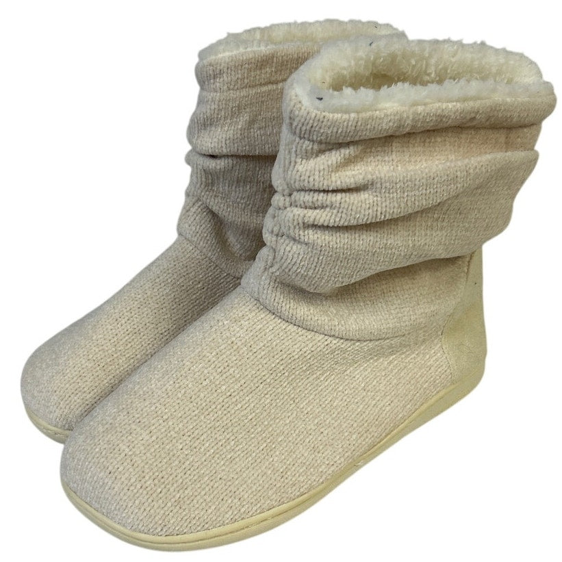 LongBay Womens Size 9-10 Cream Ankle Boot Slippers Closed Round Toe House Shoes