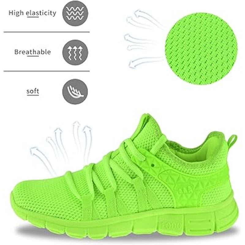 New Inzcou Women Size 6 Neon Green Lightweight Breathable Comfort Athletic Shoes
