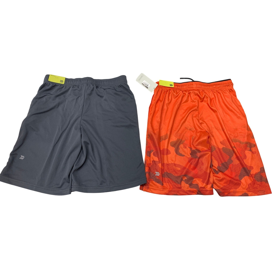 2 New All In Motion Boys XL Orange Gray Long Athletic Sport Mesh Shorts