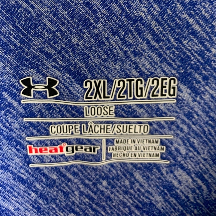 Lot of 2 Under Armour Mens 2XL Blue Purple Heathered Short Sleeve Polo Shirts