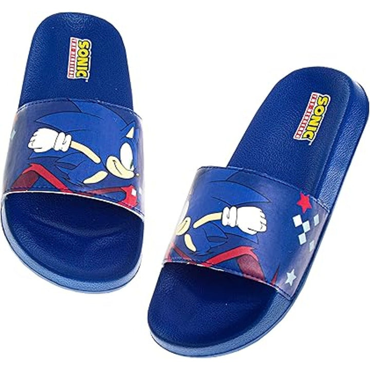 New Josmo Boys Size 2-3 Blue Sonic the Hedgehog Slide On Wide Strap Sandal Shoes