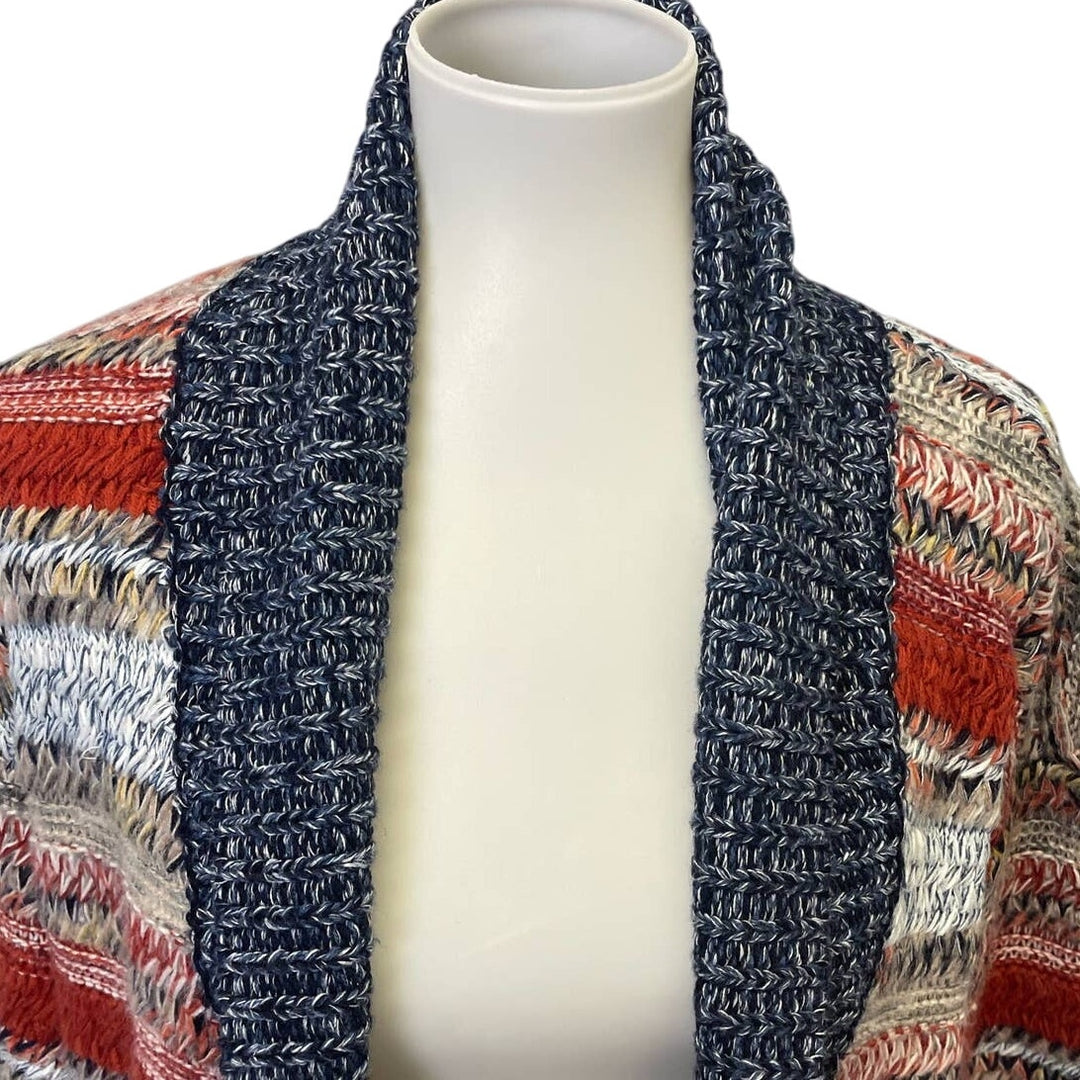 Mystree Medium Acrylic Polyester Wool Blend Striped Open Cardigan Knit Sweater
