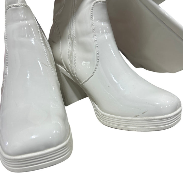 Dream Pairs Womens Size 9.5 White 3.5" Heel Knee High Boots Square Toe Shoes