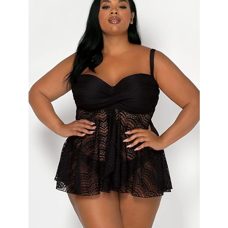 NWT New Smart &amp; Sexy Womens 42DD Underwire Twist Bandeau Tankini Swim Top ONLY