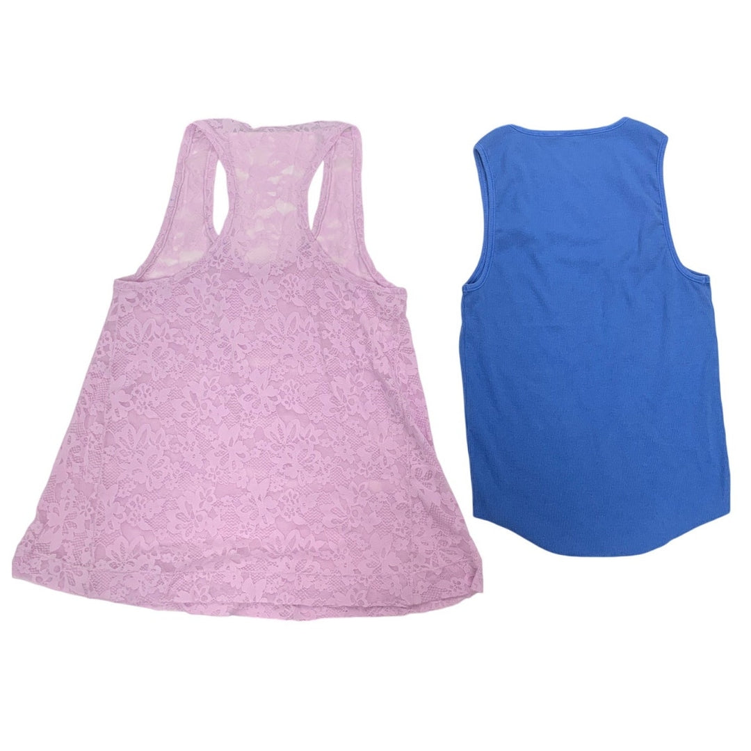 2 New American Eagle Womens Medium Sleeveless Lace Racer Back Ribbed Tank Tops