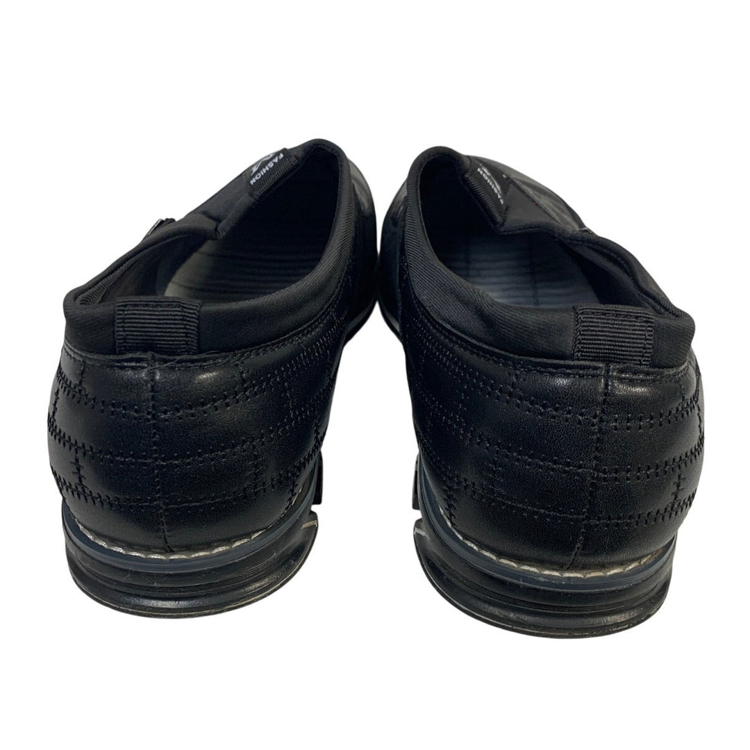 Cosidram Mens Size 11 Black Loafers Slip On Low Top Round Toe Casual Shoes