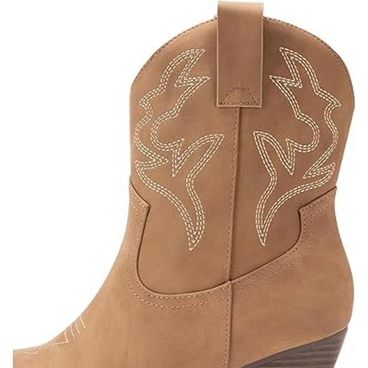 Dream Pairs Womens Size 9 Brown Faux Leather 3" Heel Ankle Cowboy Boots Shoes