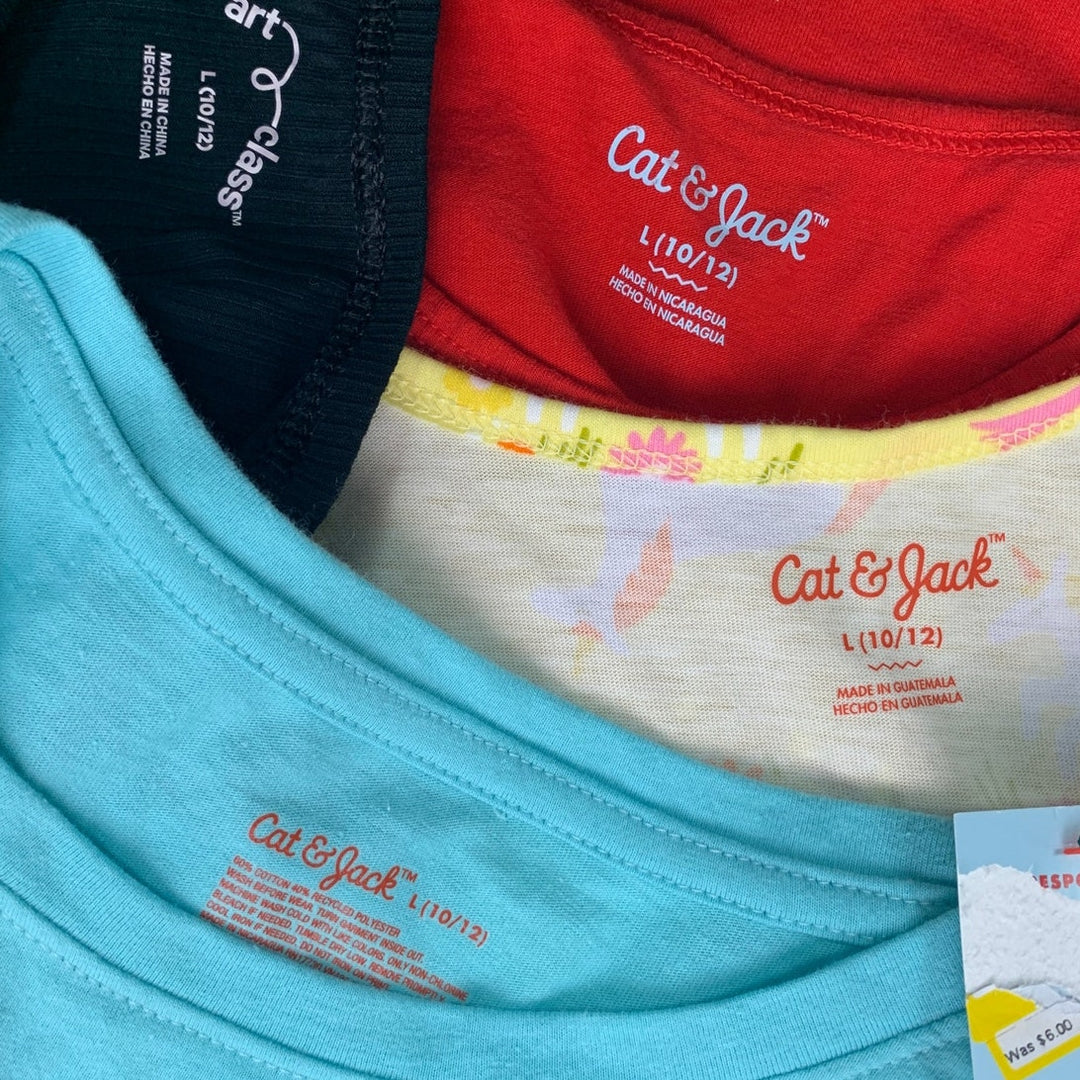 Lot of 4 New Cat &amp; Jack Art Class Girls Large Tank Tops Short Sleeve Tee Shirts