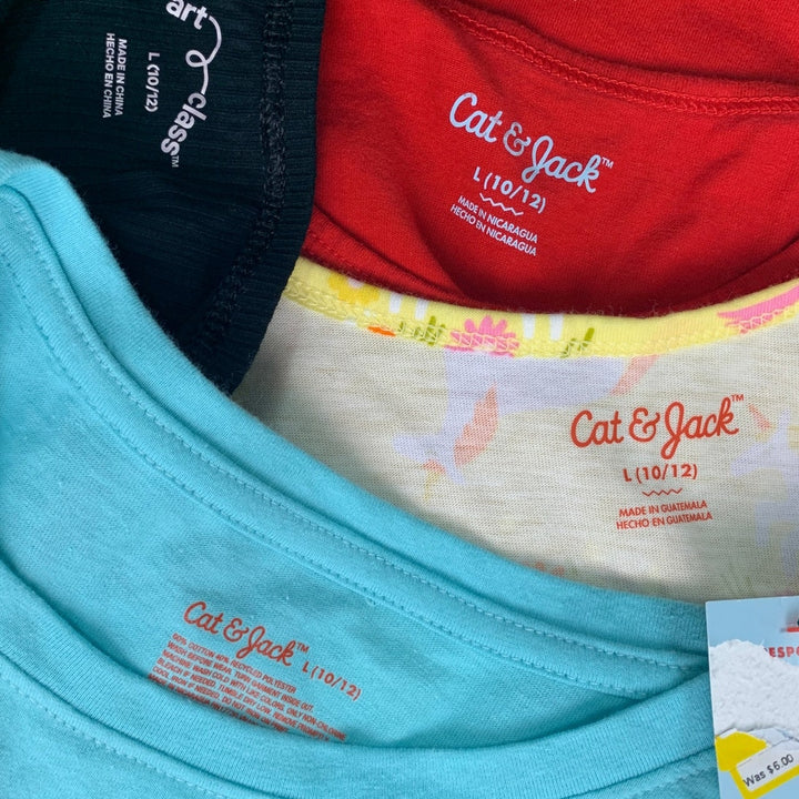 Lot of 4 New Cat &amp; Jack Art Class Girls Large Tank Tops Short Sleeve Tee Shirts