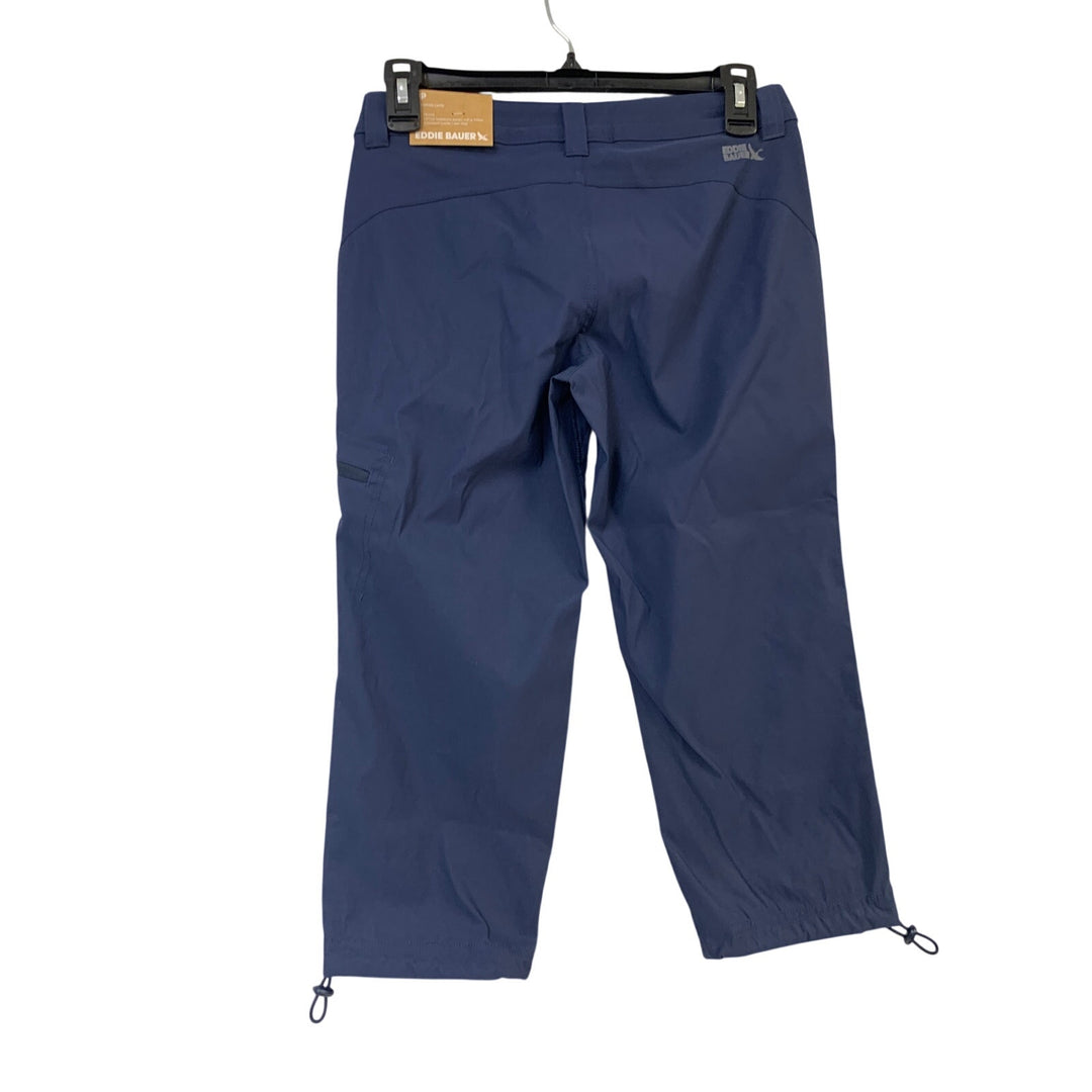 New Eddie Bauer Womens Navy Blue UPF 50+ Rainier Mid Rise Capris w Pockets