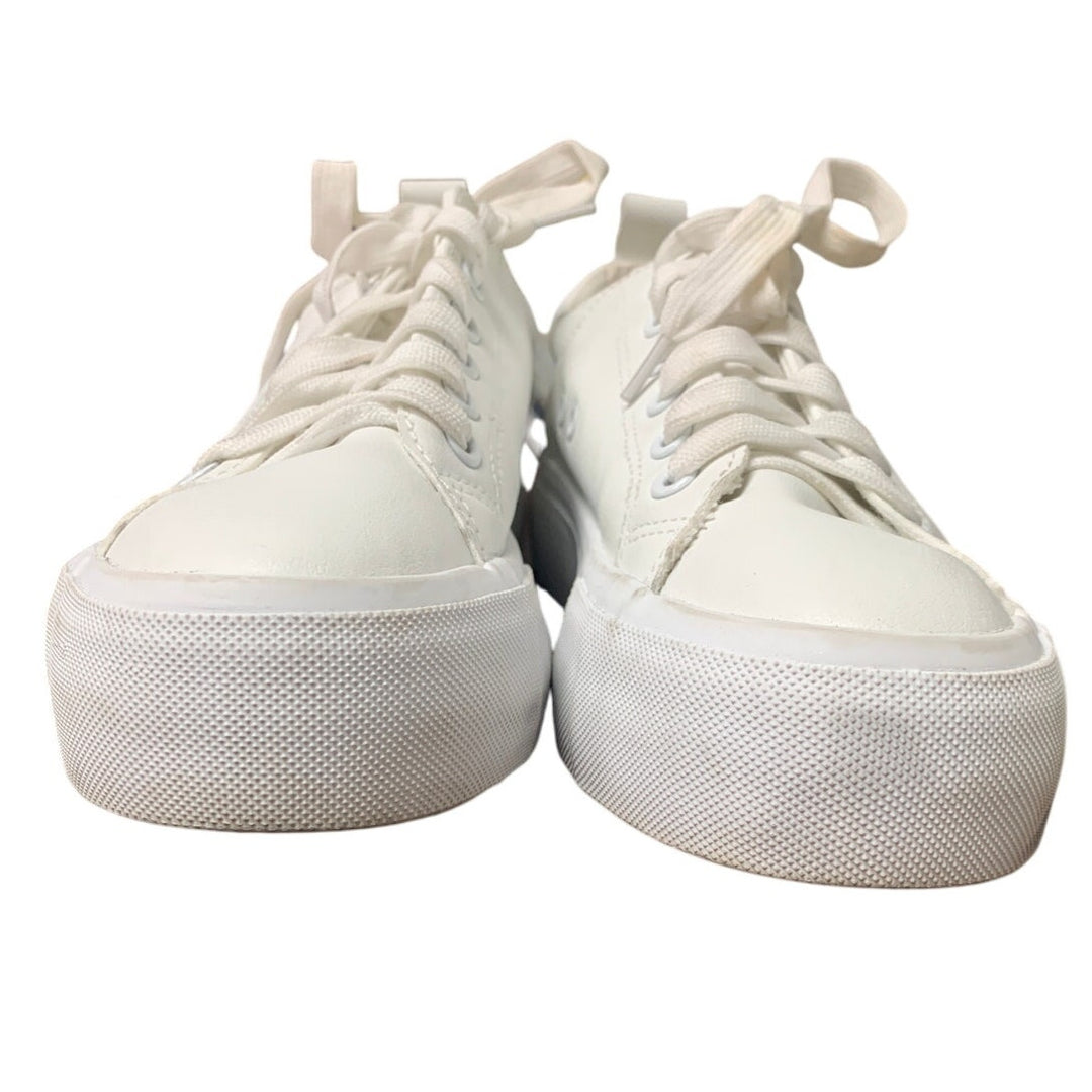 Sernial Womens Size 8 White Faux Leather Lace Up Comfort Tennis Athletic Shoes