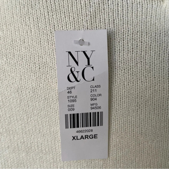 NWT New York &amp; Company Womens XL Gold Sequin Stripe Long Sleeve Knit Sweater