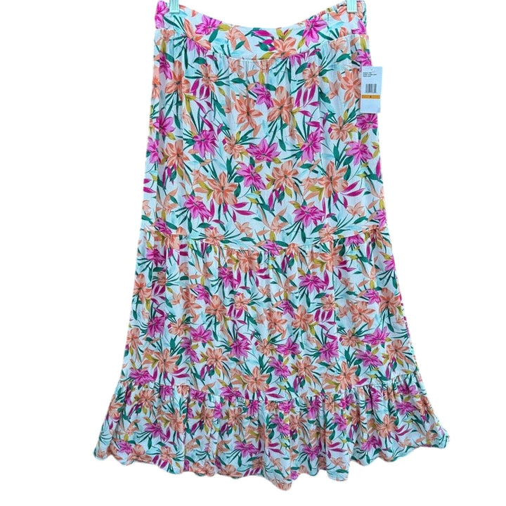 NWT New Jessica Simpson Womens Small Tiered Floral Gardenia Viscose Maxi Skirt