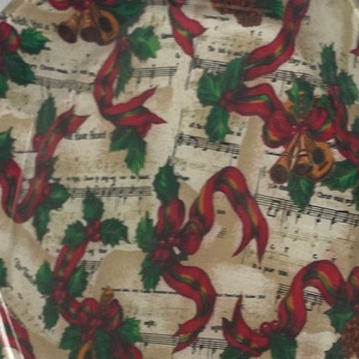 Vintage Handmade Christmas Musical Sheet Music Decoupage Fabric Glass Plate