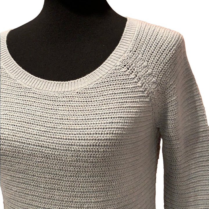 Ann Taylor Loft Small Baby Blue 100% Cotton Long Scoop Neck Loose Weave Sweater