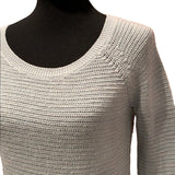 Ann Taylor Loft Small Baby Blue 100% Cotton Long Scoop Neck Loose Weave Sweater